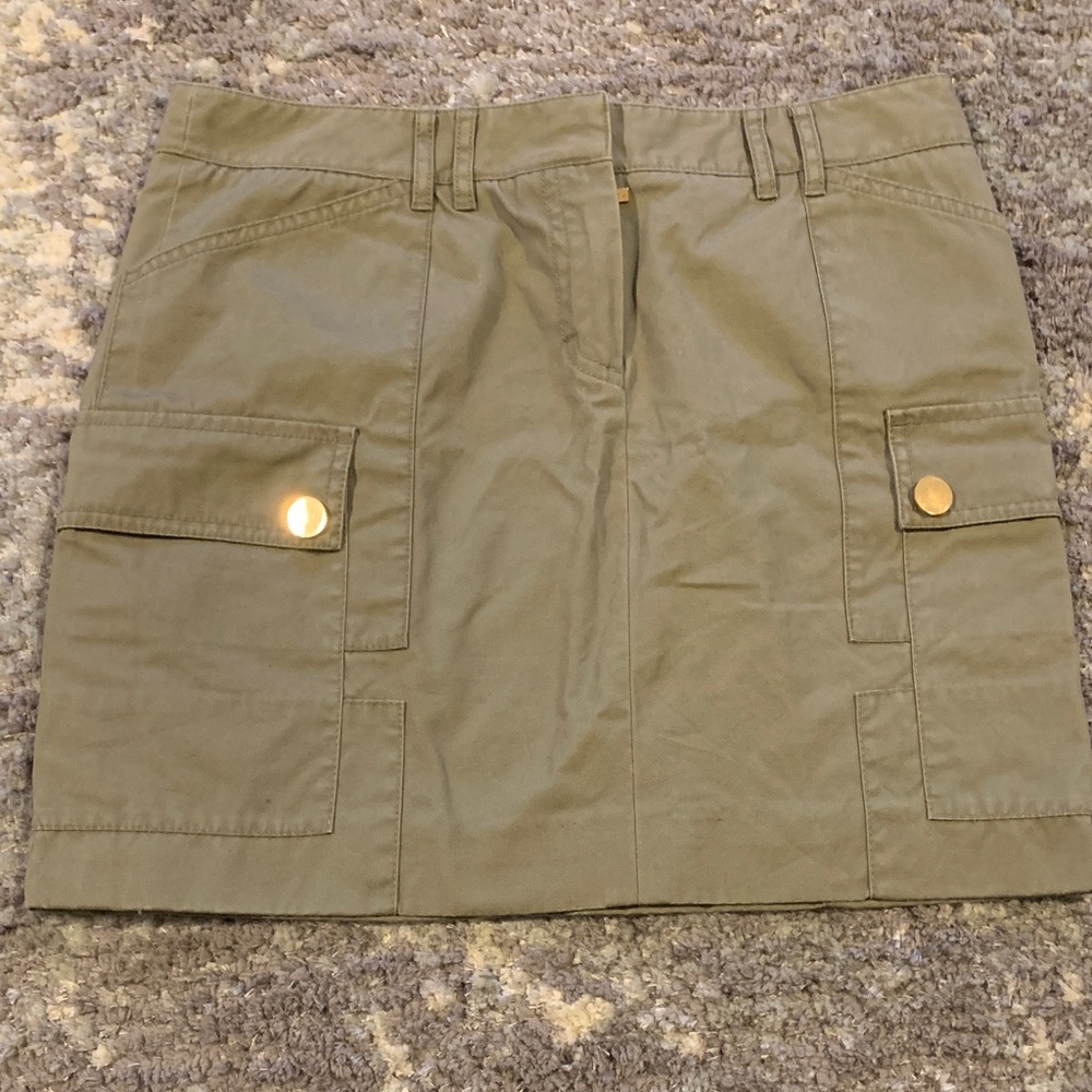 Tory Burch Khaki Mini Skirt with Gold Accents